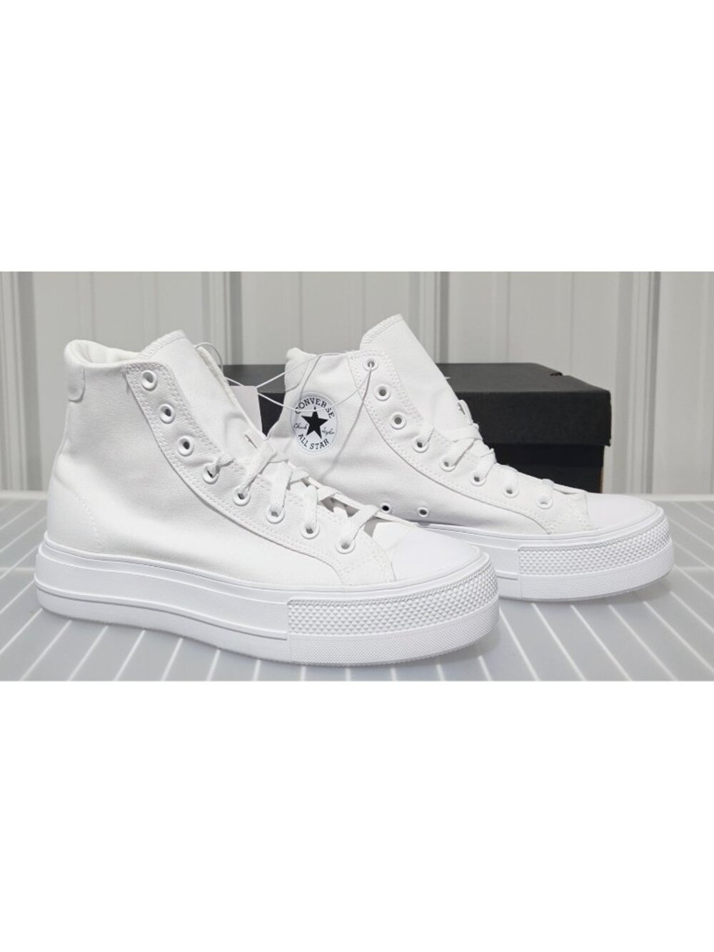 Converse Chuck Taylor All Star Day One All White Platform Sneakers -- Womens' 11
